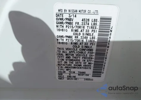 2014 Nissan Rogue Select S from USA, damaged, VIN JN8AS5MV0EW706878